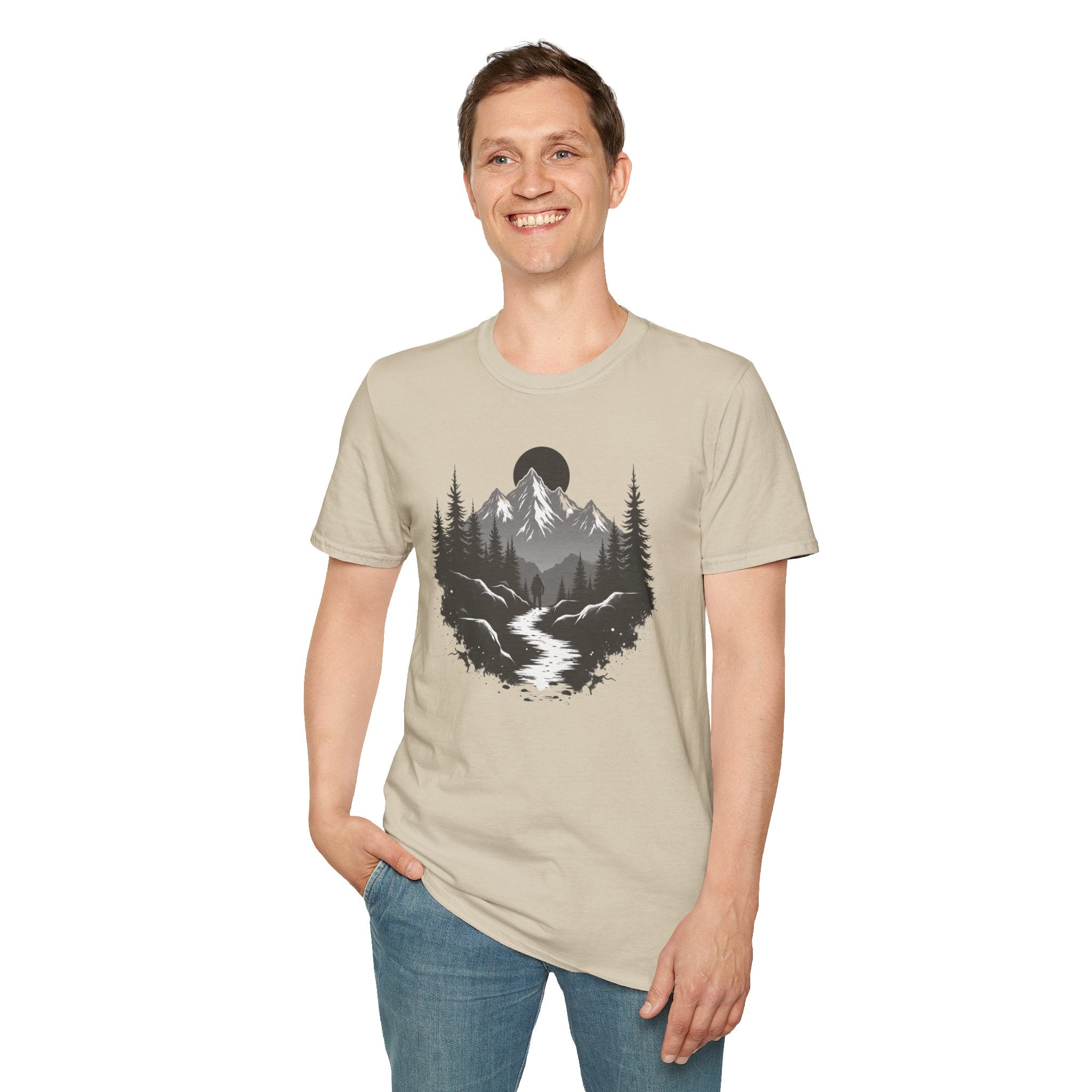 Mountain Landscape T-Shirt | Forest River Night Scene