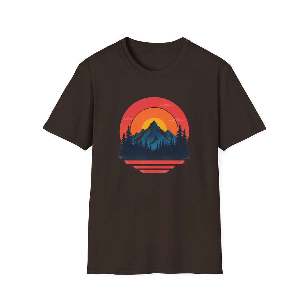 Retro Mountain Sunset Vibes | Vintage Outdoor Nature Tee