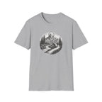 Mountain Landscape T-Shirt | Hand-Drawn River Pines