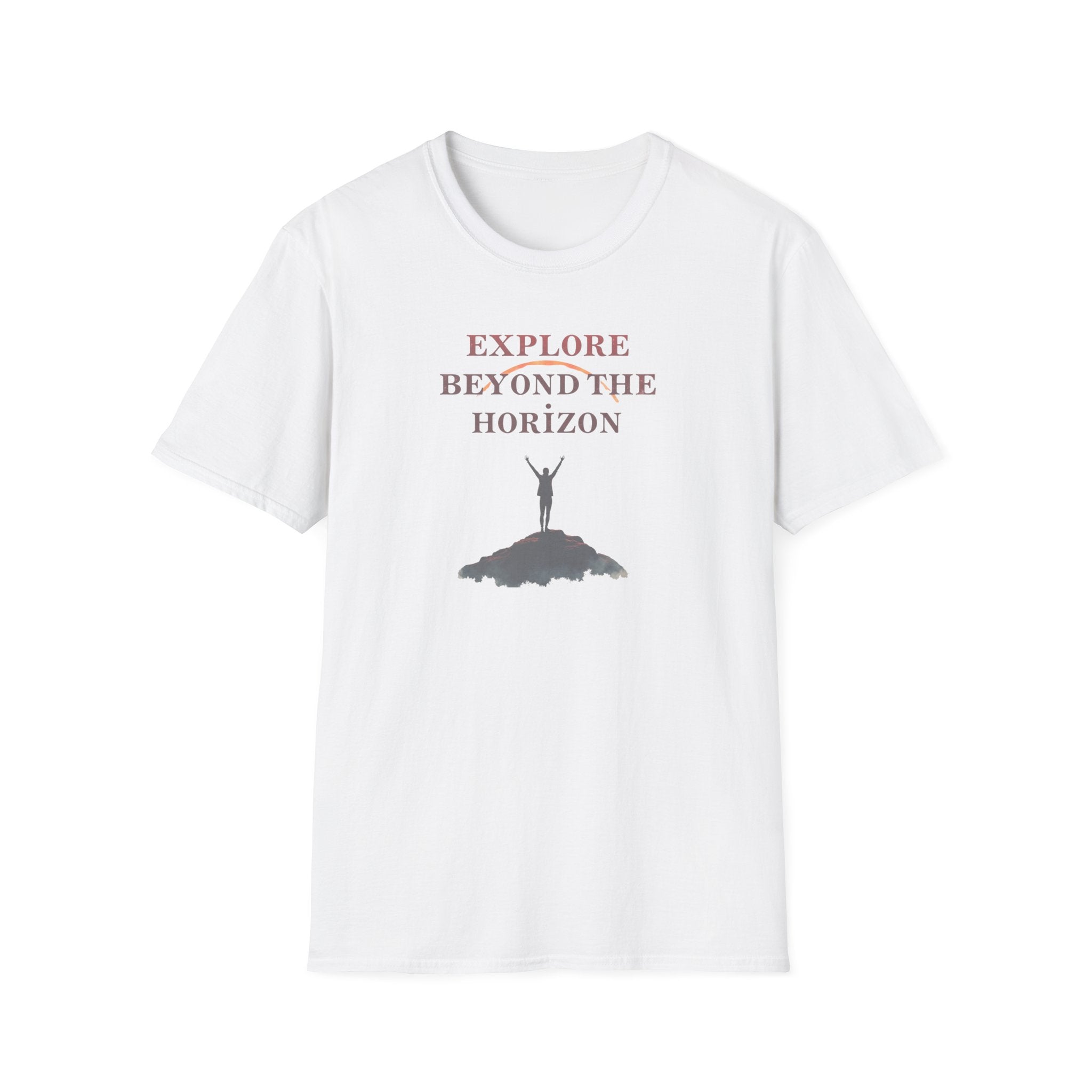 Explore Beyond the Horizon T-Shirt | Mountain Silhouette Typography