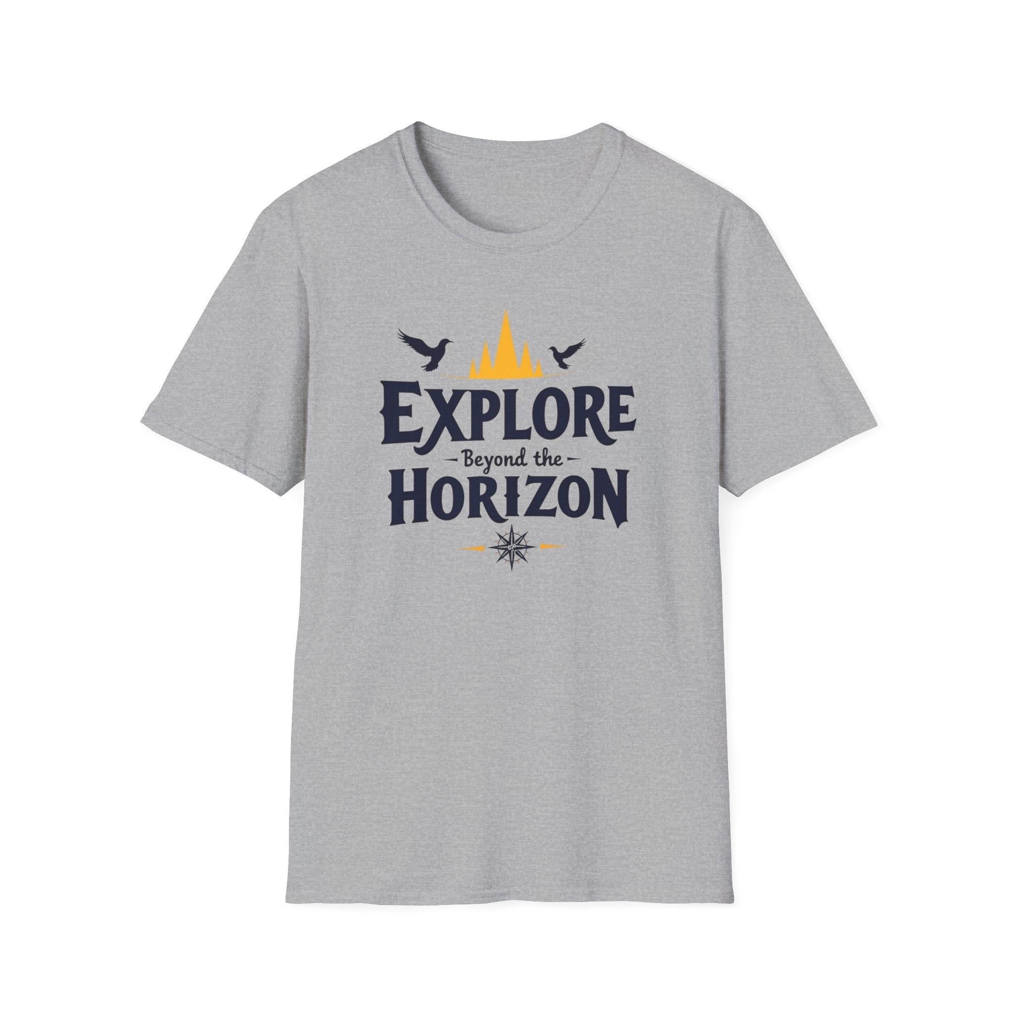 Explore Beyond the Horizon T-Shirt | Adventure Mountains Compass