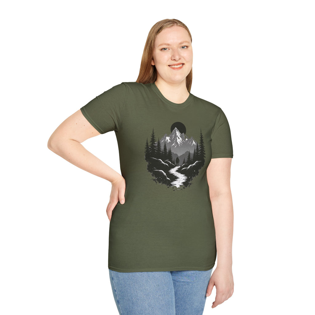 Mountain Landscape T-Shirt | Forest River Night Scene