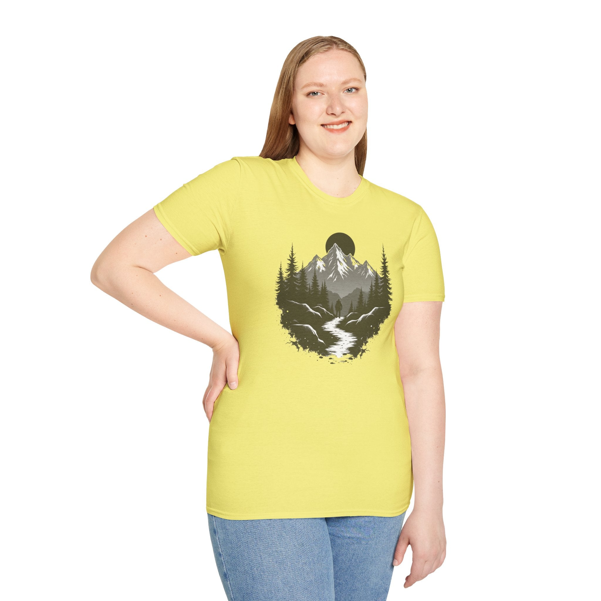 Mountain Landscape T-Shirt | Forest River Night Scene