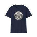 Mountain Landscape T-Shirt | Hand-Drawn River Pines
