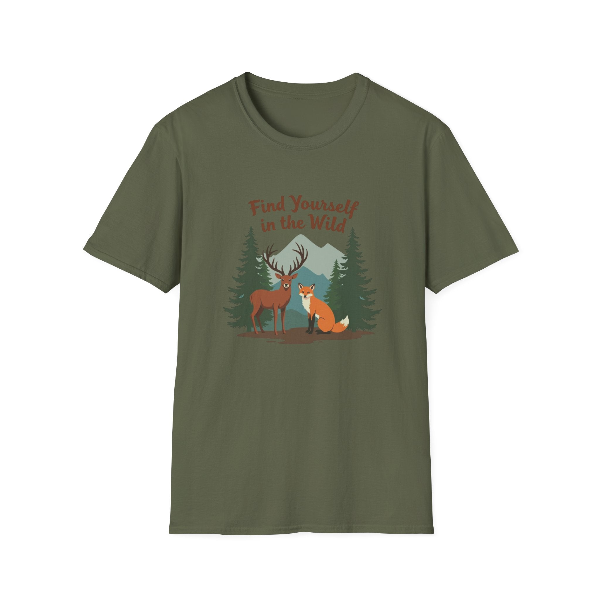 Find Yourself in the Wild | Deer and Fox Forest Adventure T-Shirt
