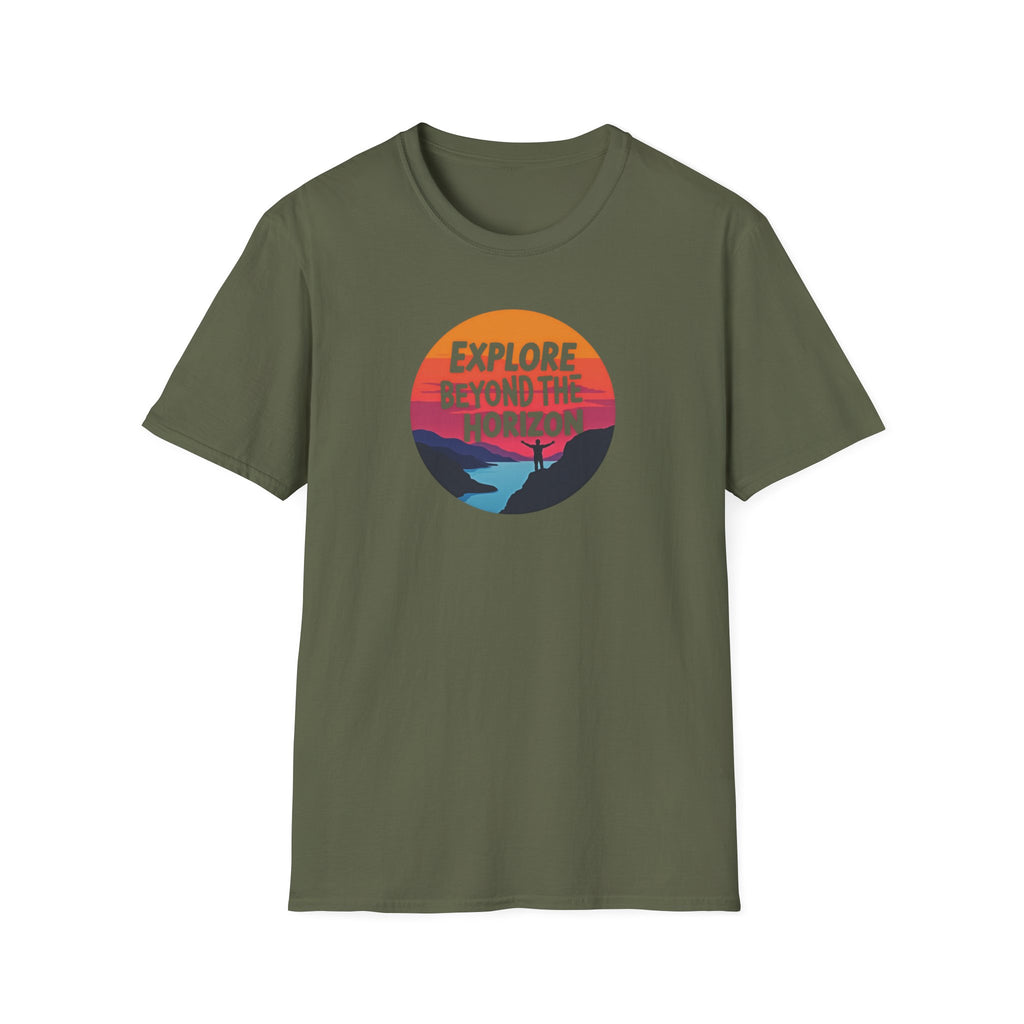 Explore Beyond the Horizon T-Shirt | Sunset Mountain Adventure