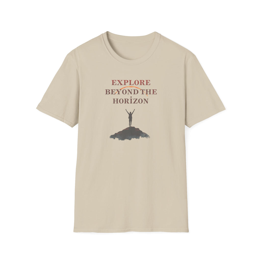 Explore Beyond the Horizon T-Shirt | Mountain Silhouette Typography