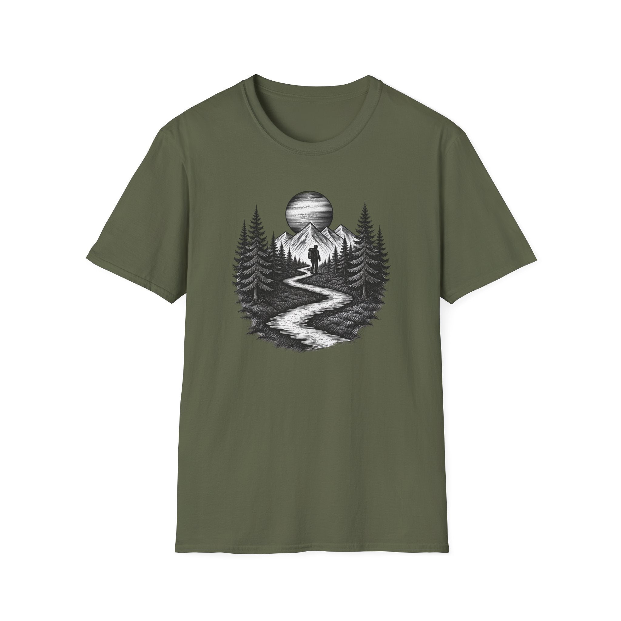 Mountain Path Forest Shirt Etched | Hiking Nature Graphic Tee