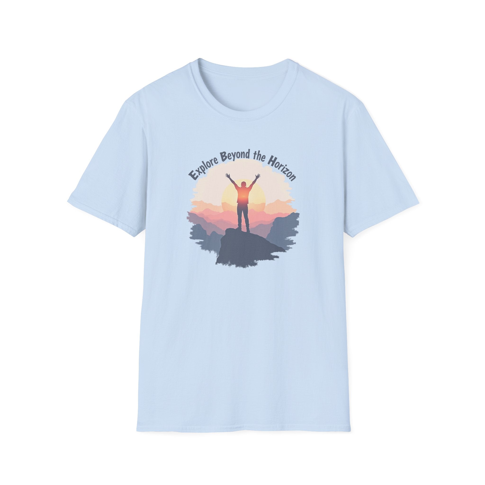 Explore Beyond the Horizon T-Shirt | Mountain Sunset Adventure