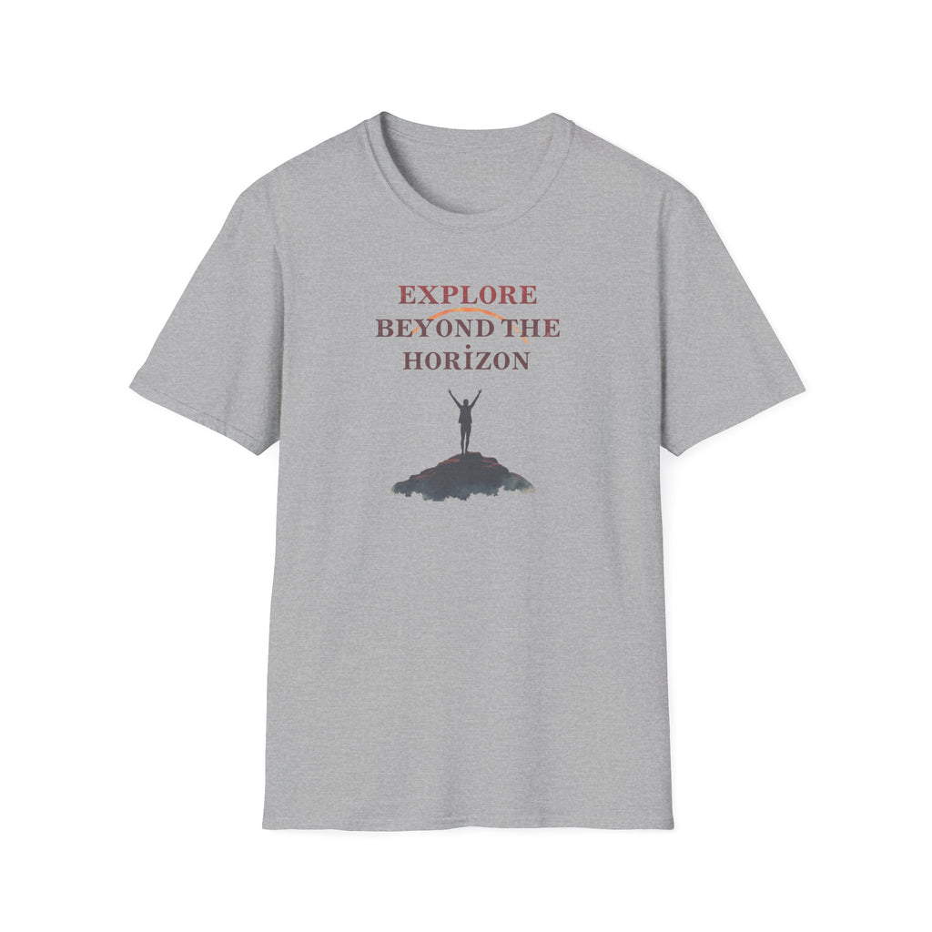 Explore Beyond the Horizon T-Shirt | Mountain Silhouette Typography