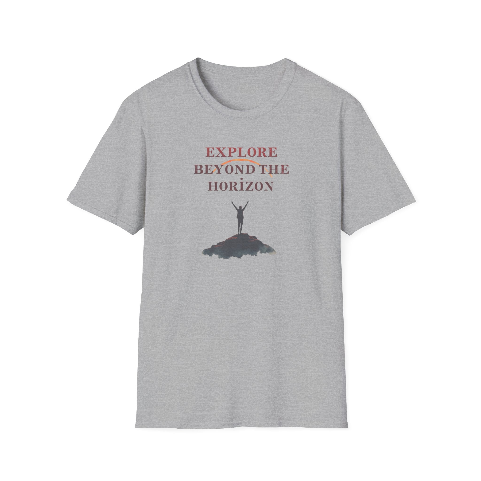Explore Beyond the Horizon T-Shirt | Mountain Silhouette Typography