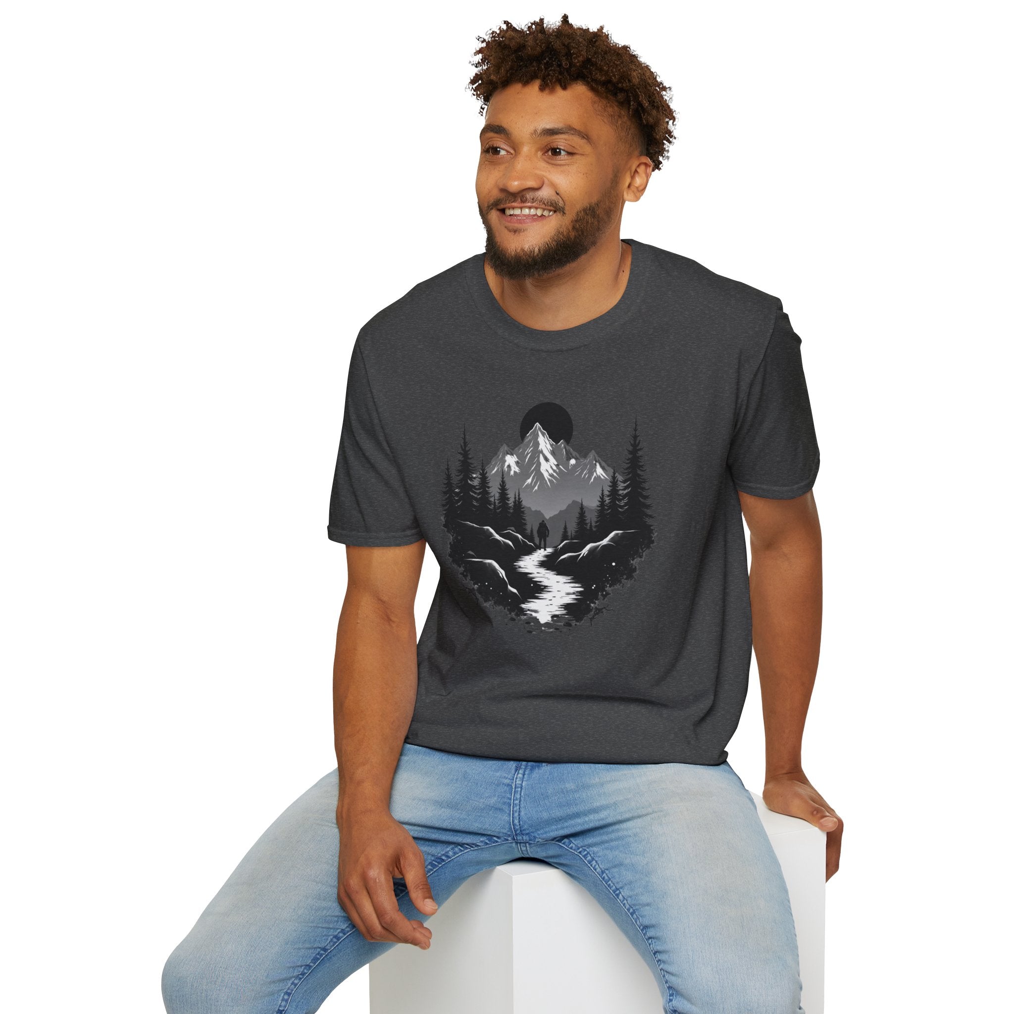 Mountain Landscape T-Shirt | Forest River Night Scene