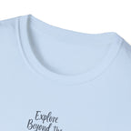 Explore Beyond the Horizon T-Shirt | Sunset Silhouette Adventure
