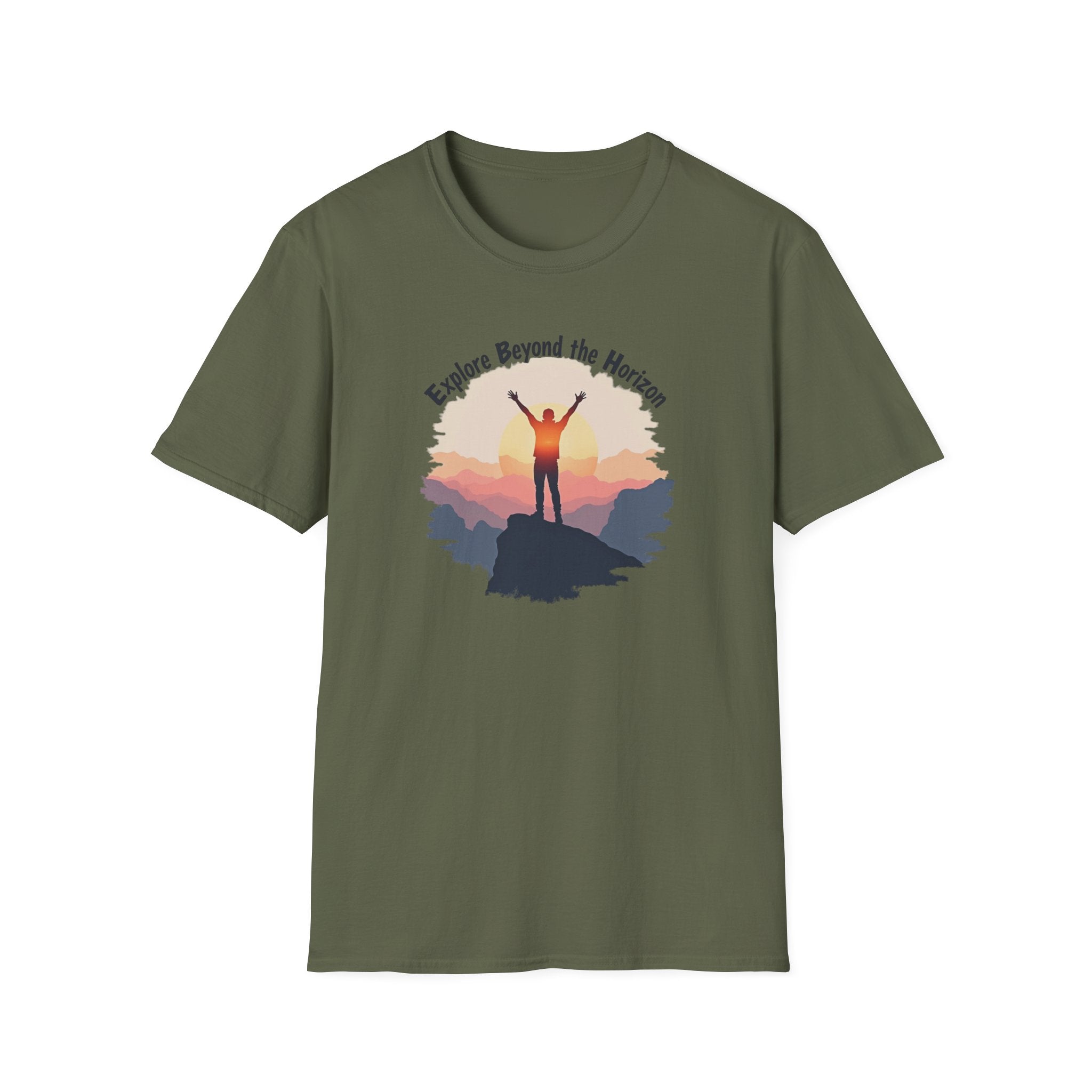 Explore Beyond the Horizon T-Shirt | Mountain Sunset Adventure