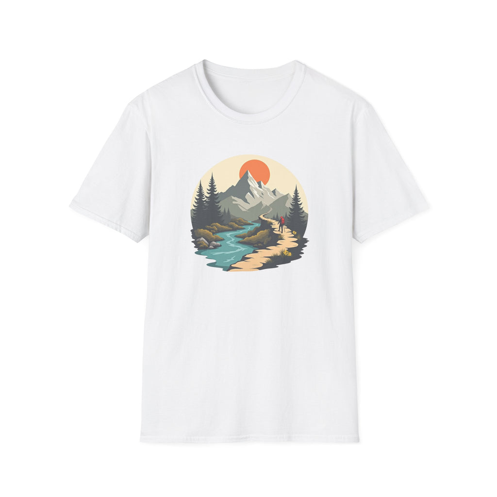 Mountain River Scene T-Shirt | Hiking Nature Graphic