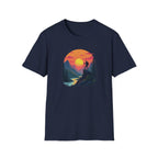 Sunset Mountain Hike T-Shirt | Hiker Silhouette, Scenic River
