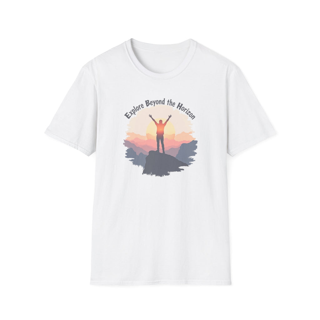 Explore Beyond the Horizon T-Shirt | Mountain Sunset Adventure