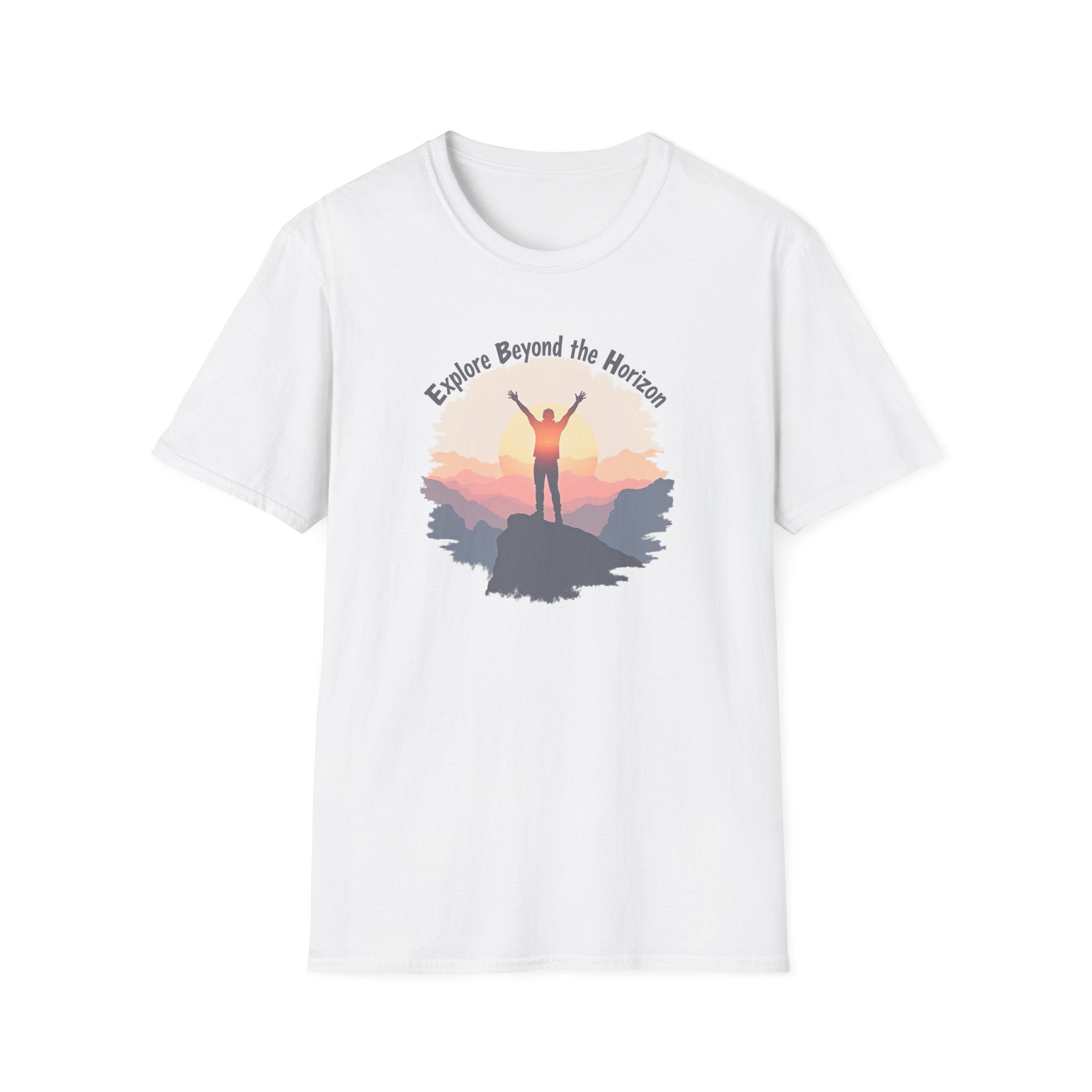 Explore Beyond the Horizon T-Shirt | Mountain Sunset Adventure