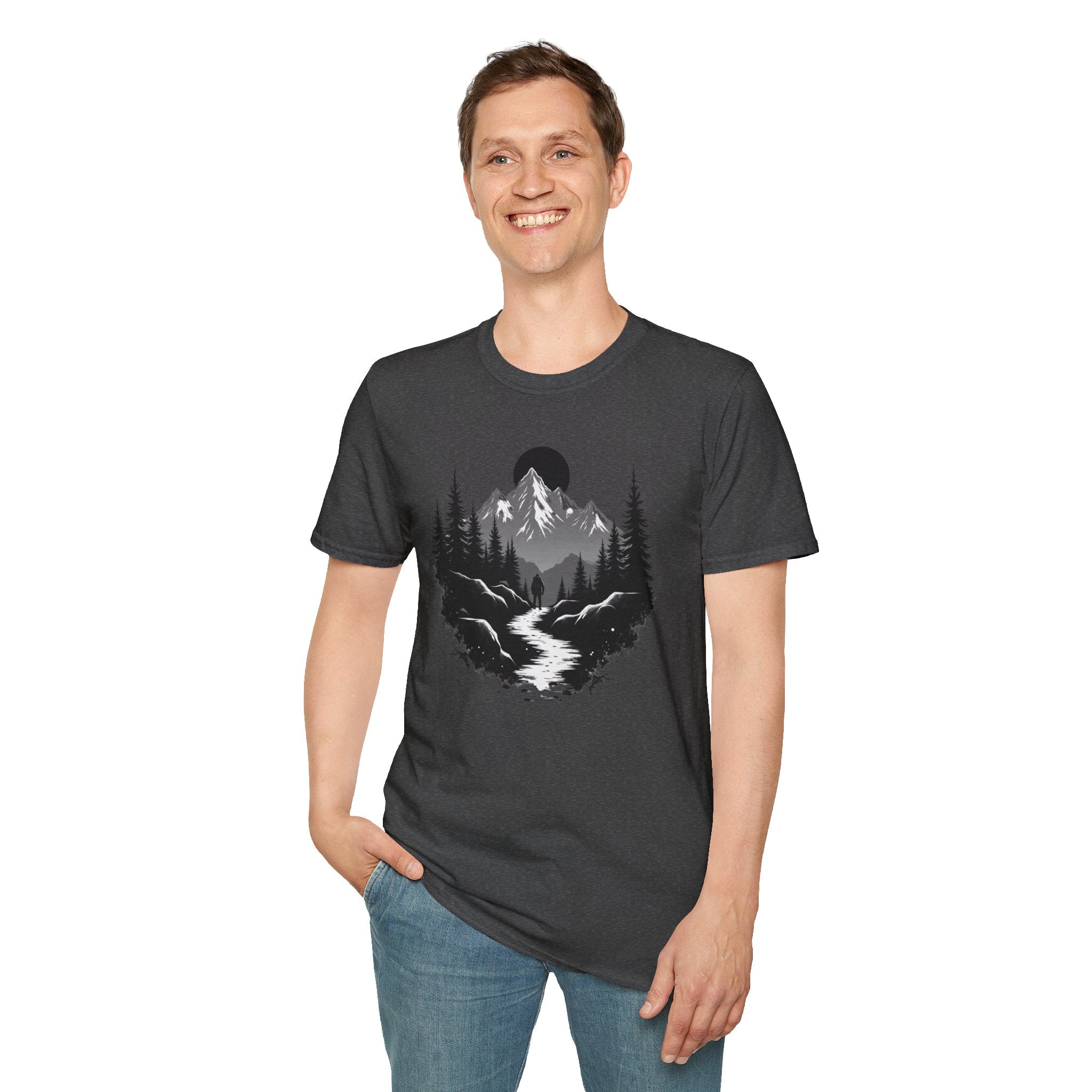 Mountain Landscape T-Shirt | Forest River Night Scene