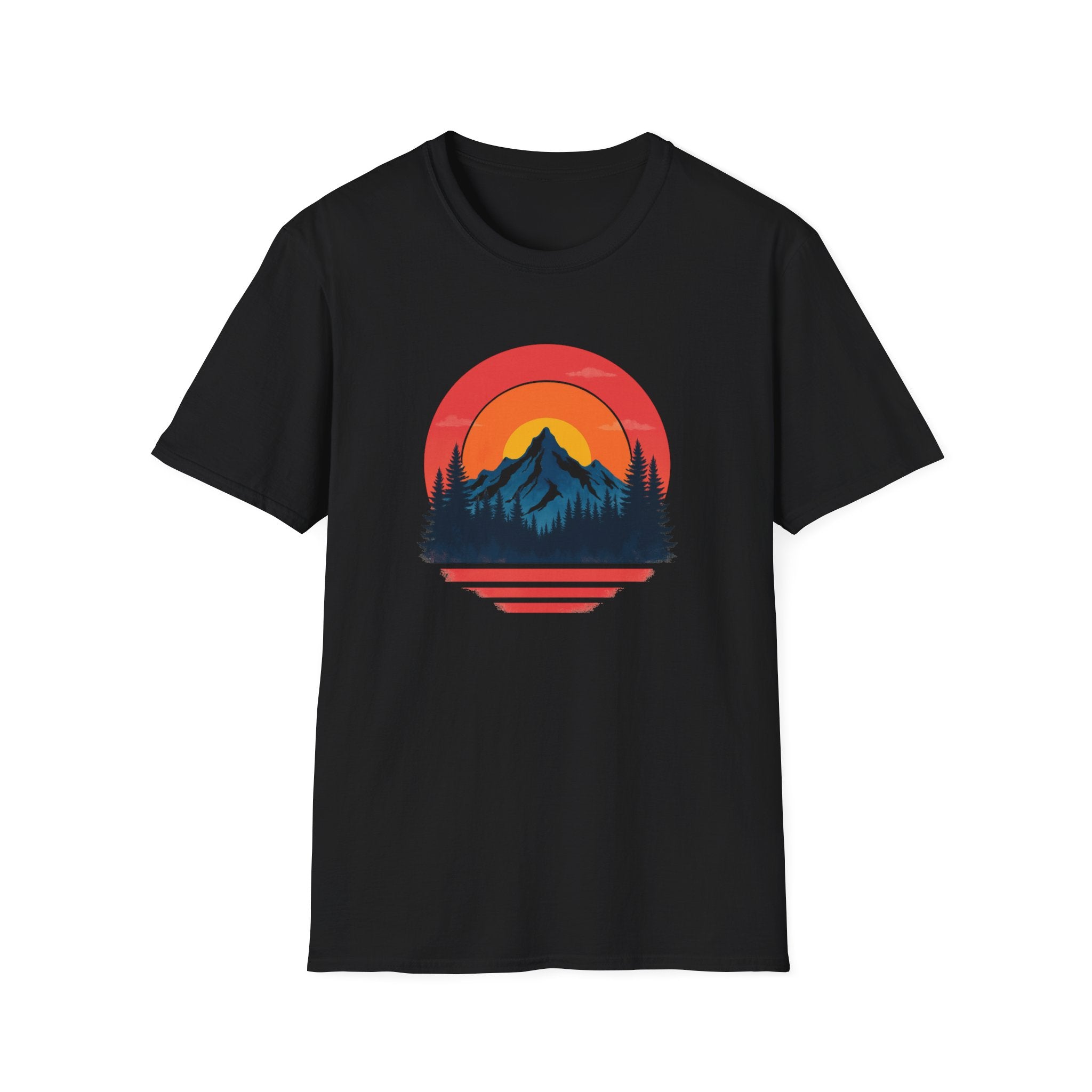 Retro Mountain Sunset Vibes | Vintage Outdoor Nature Tee