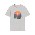 Sunset Mountain Hike T-Shirt | Hiker Silhouette, Scenic River
