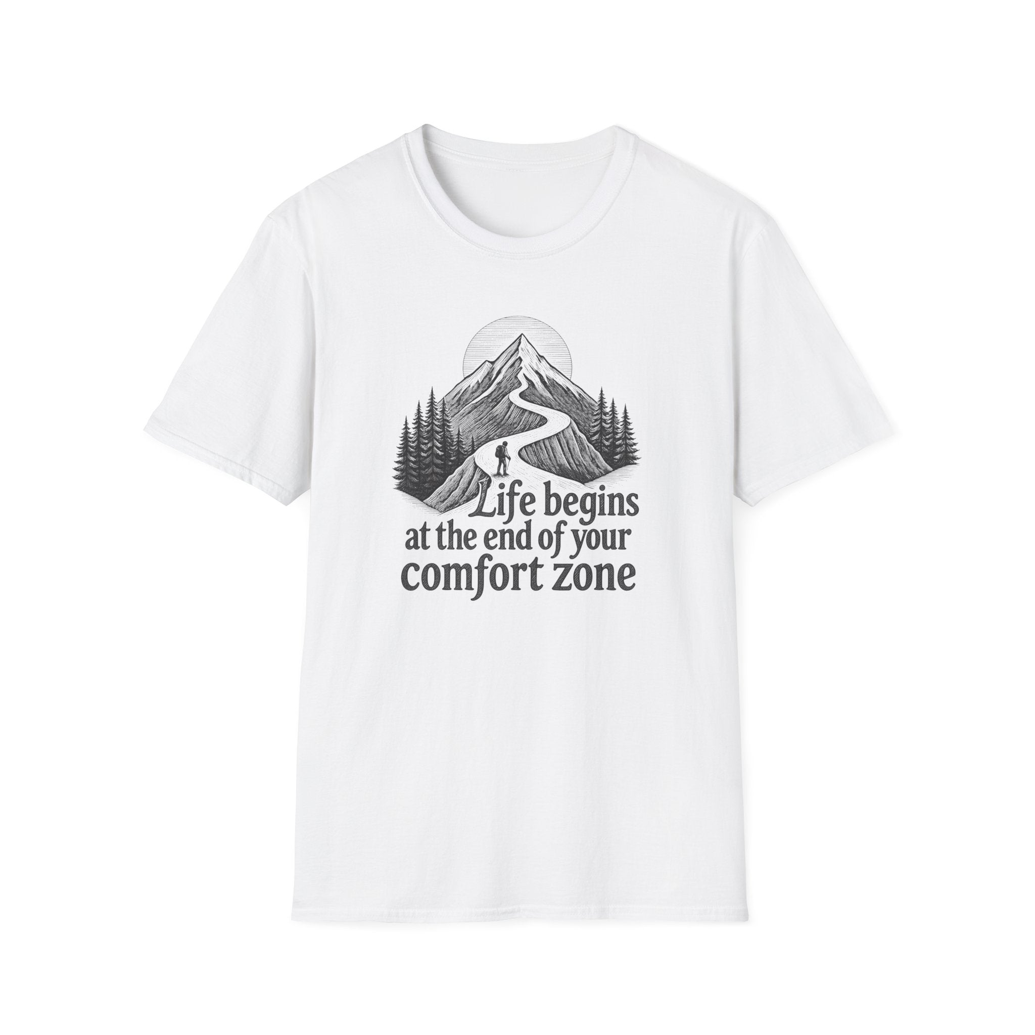 Life Begins at the End of Your Comfort Zone T-Shirt | Mountain Road Design