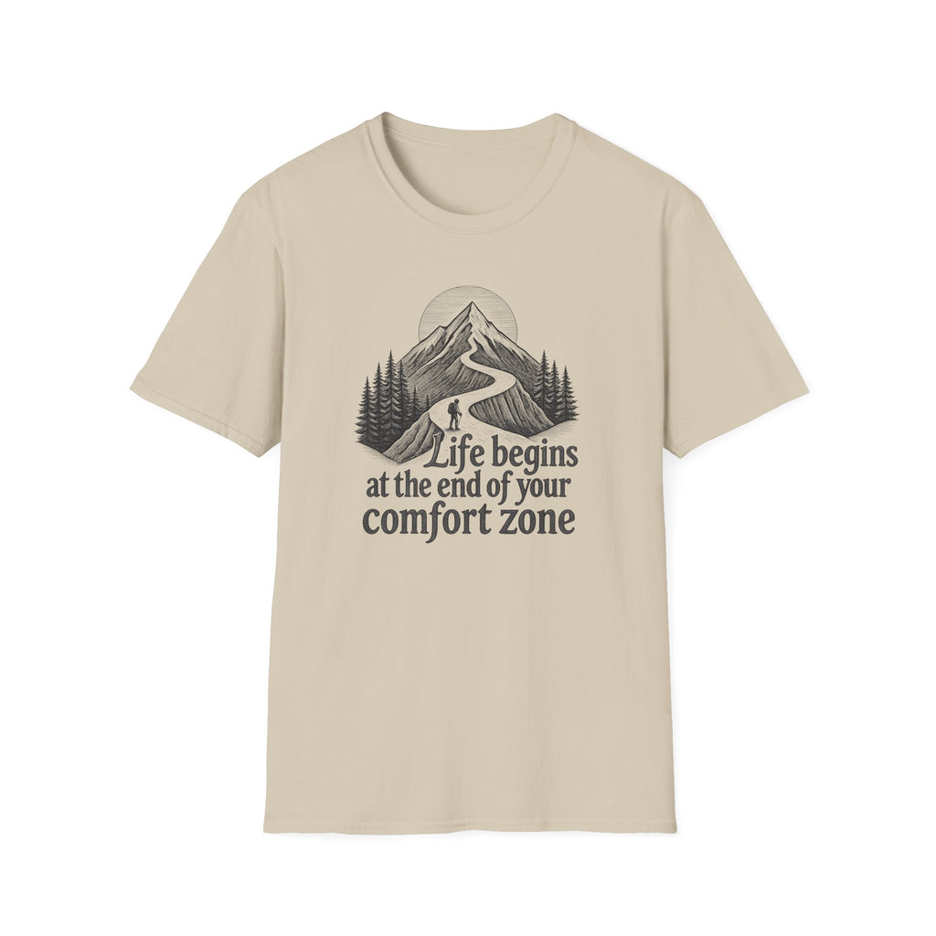 Life Begins at the End of Your Comfort Zone T-Shirt | Mountain Road Design