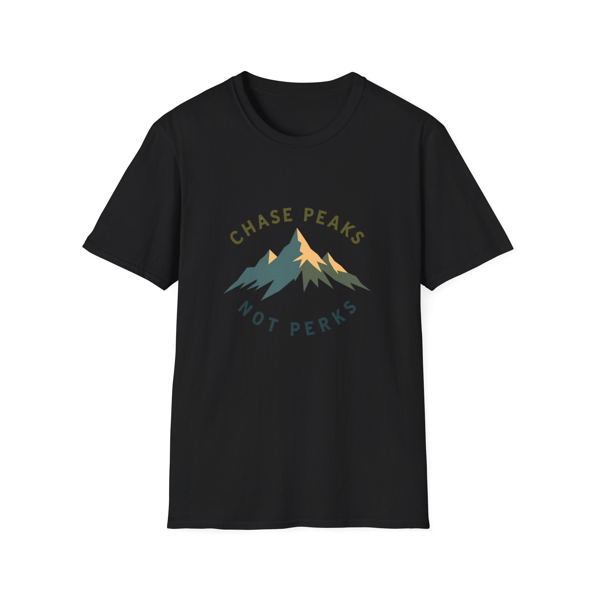 Chase Peaks Not Perks T-Shirt | Mountain Graphic, Outdoor Adventure