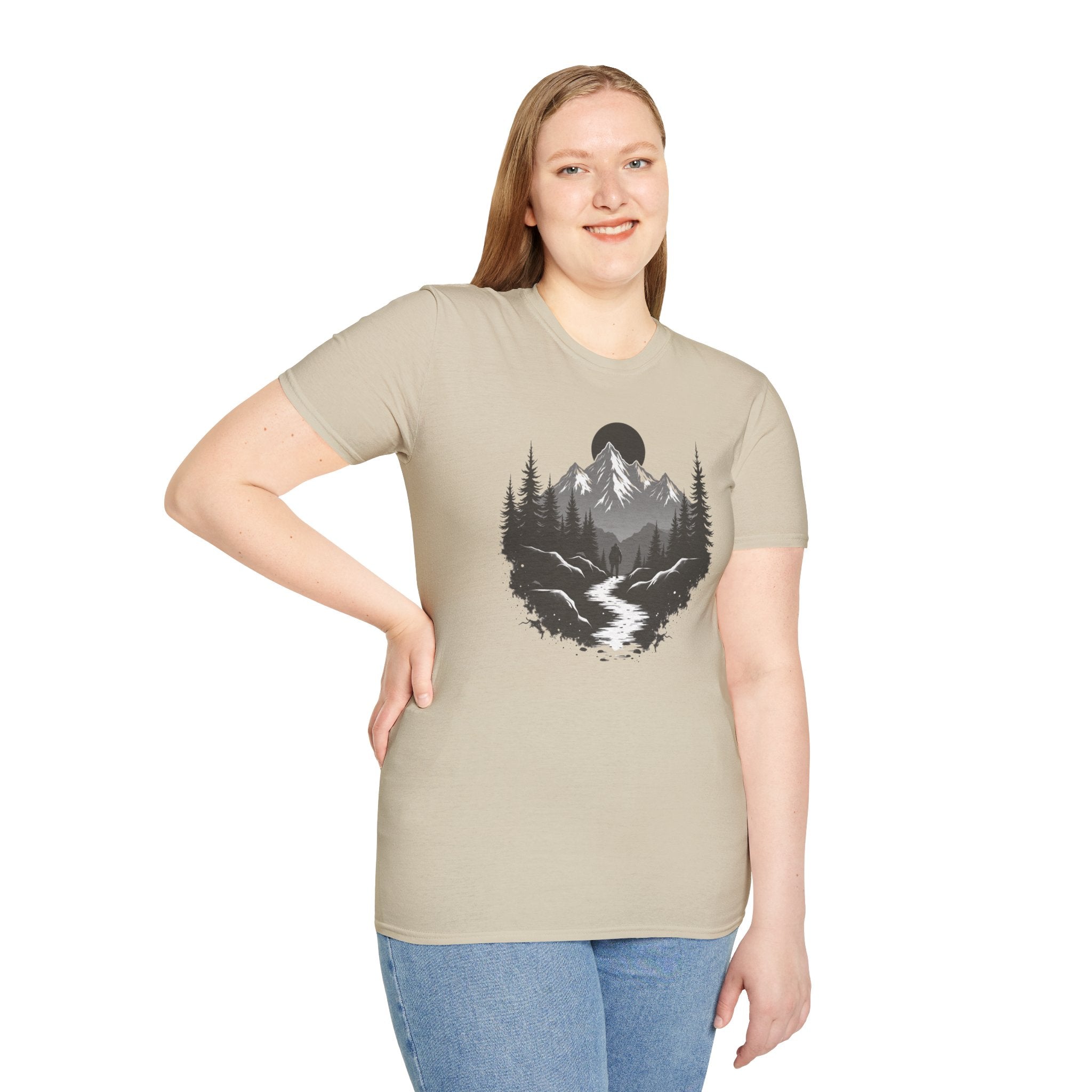 Mountain Landscape T-Shirt | Forest River Night Scene