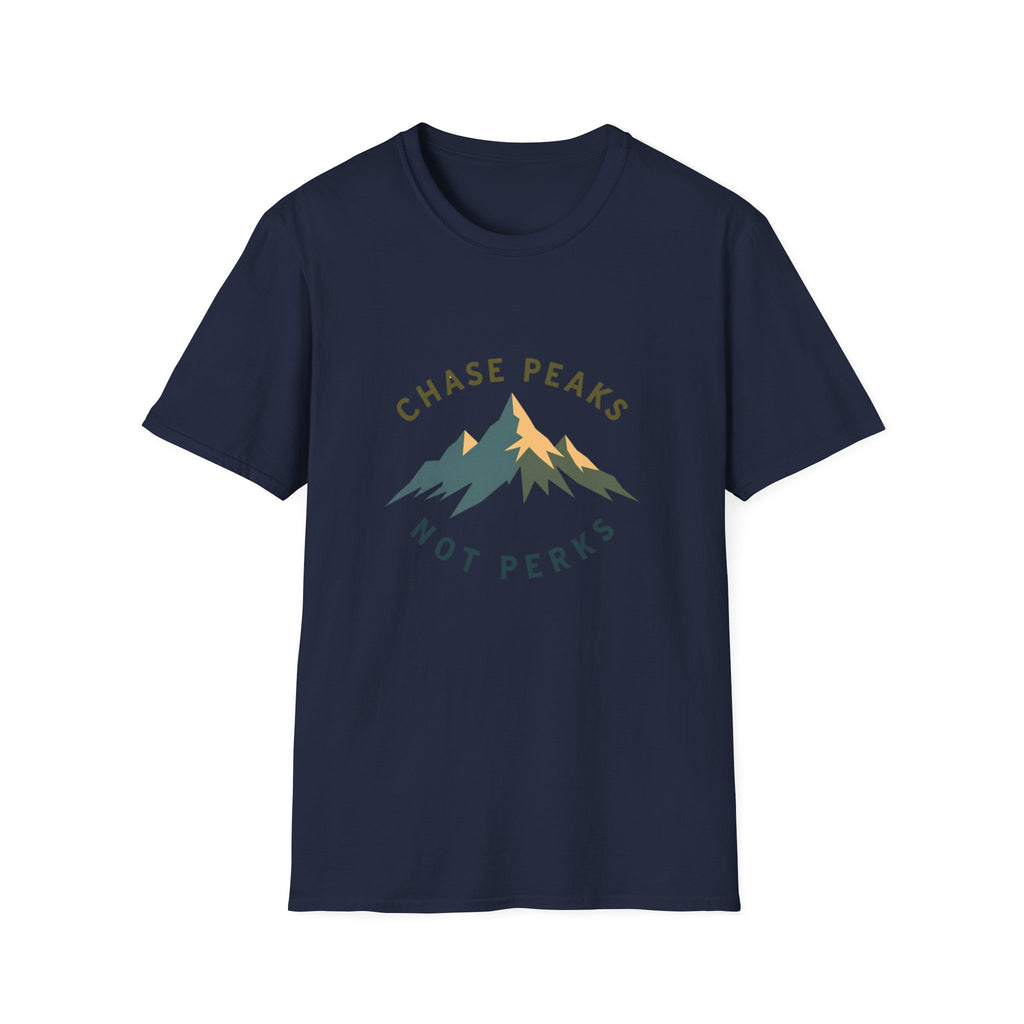 Chase Peaks Not Perks T-Shirt | Mountain Graphic, Outdoor Adventure