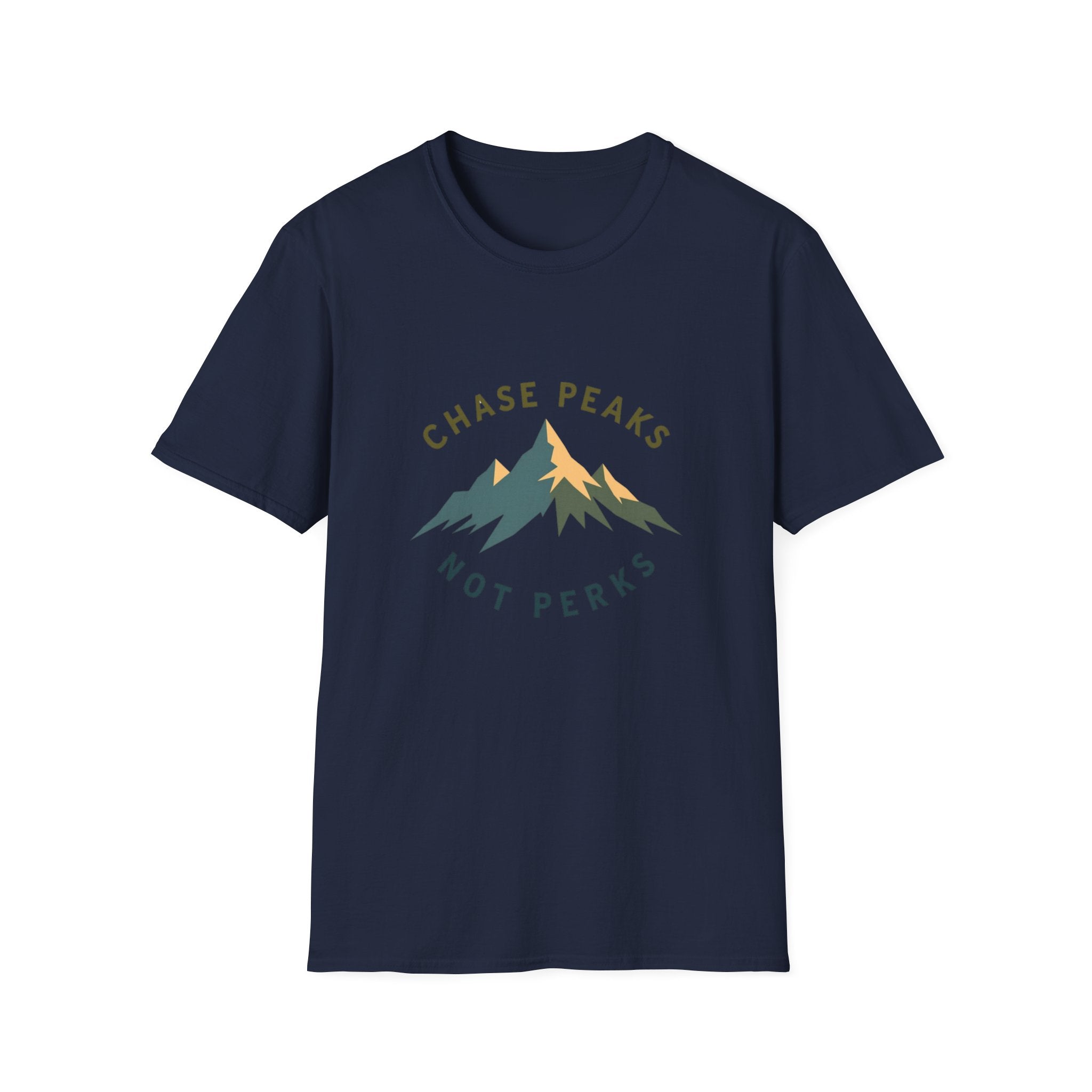 Chase Peaks Not Perks T-Shirt | Mountain Graphic, Outdoor Adventure