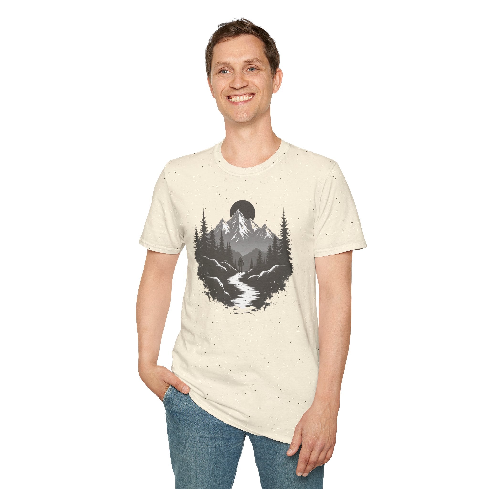 Mountain Landscape T-Shirt | Forest River Night Scene