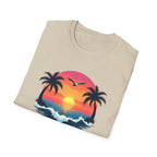 Tropical Sunset Palm Trees T-Shirt | Beach Wave Sun Scene