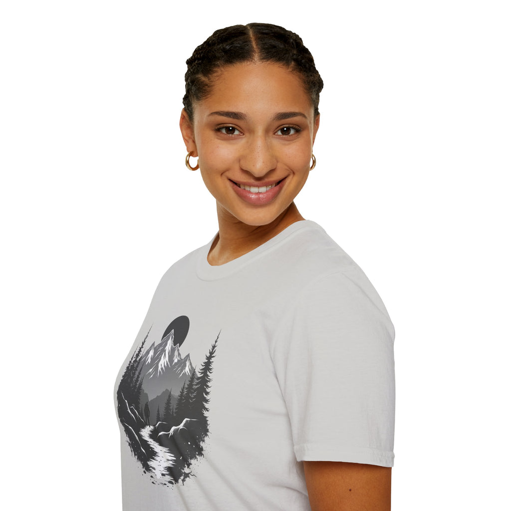 Mountain Landscape T-Shirt | Forest River Night Scene