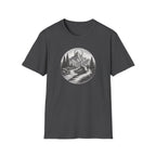 Mountain Landscape T-Shirt | Hand-Drawn River Pines