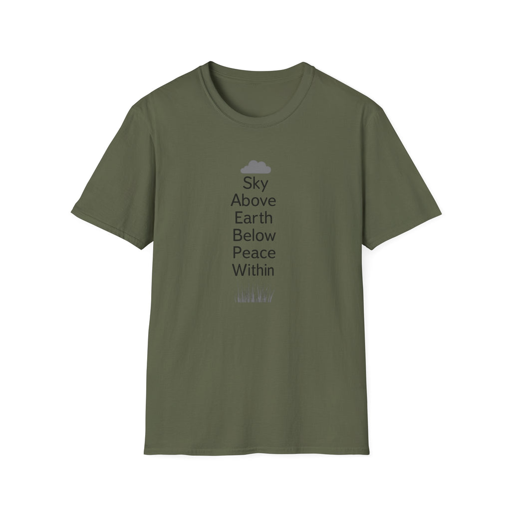 Sky Above Earth Below Peace Within T-Shirt | Minimal Nature Quote