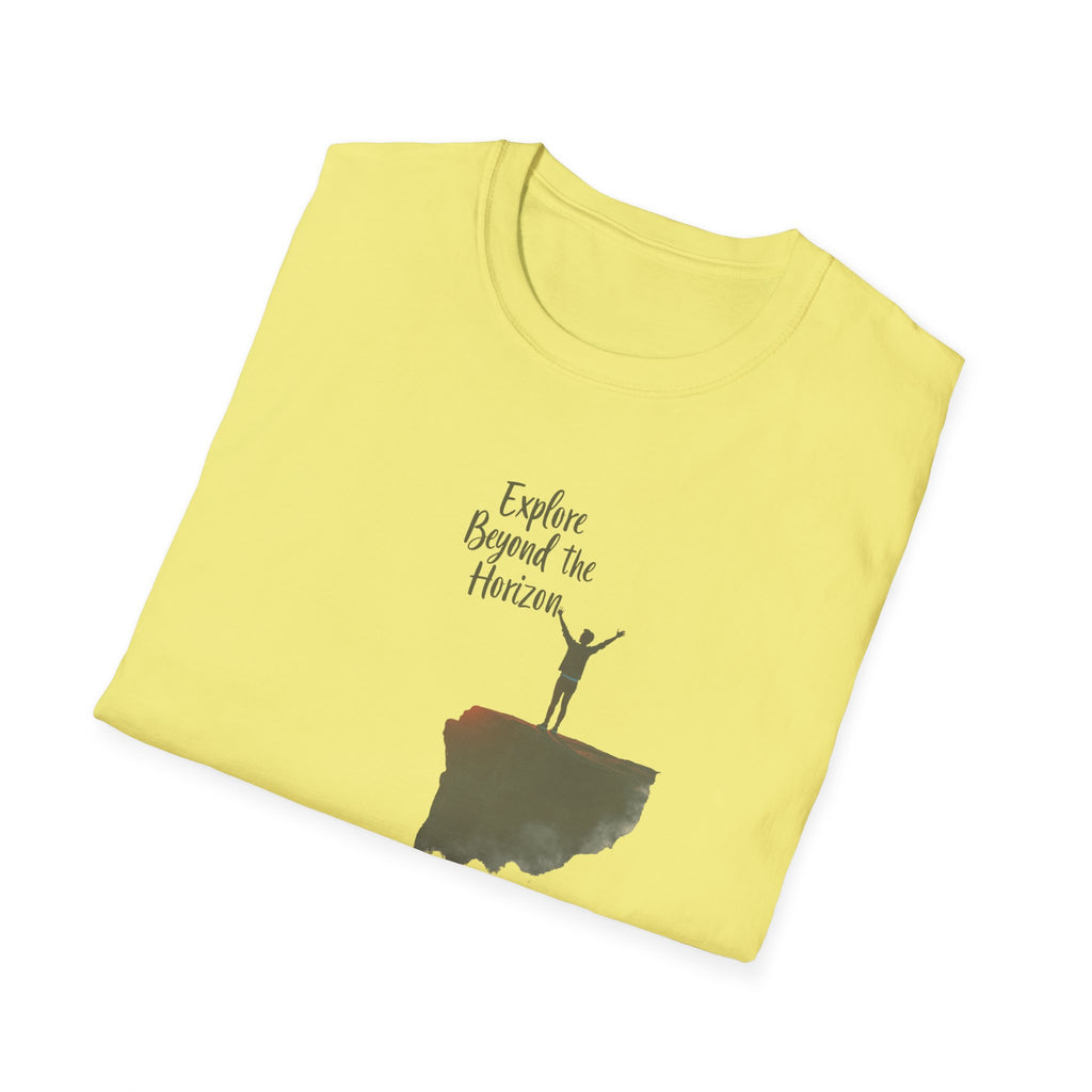 Explore Beyond the Horizon T-Shirt | Sunset Silhouette Adventure