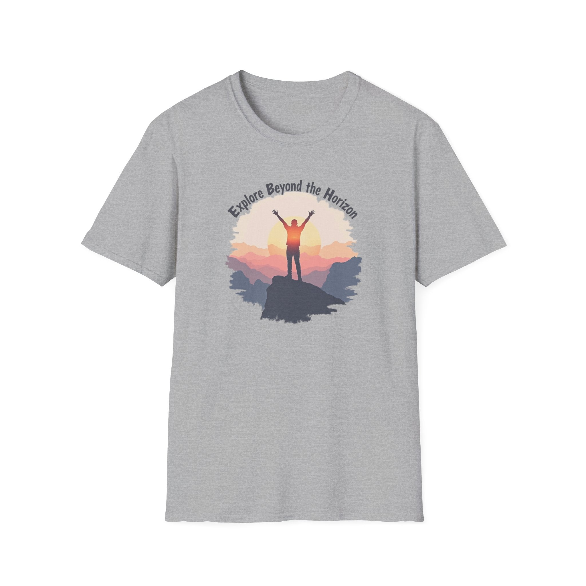 Explore Beyond the Horizon T-Shirt | Mountain Sunset Adventure