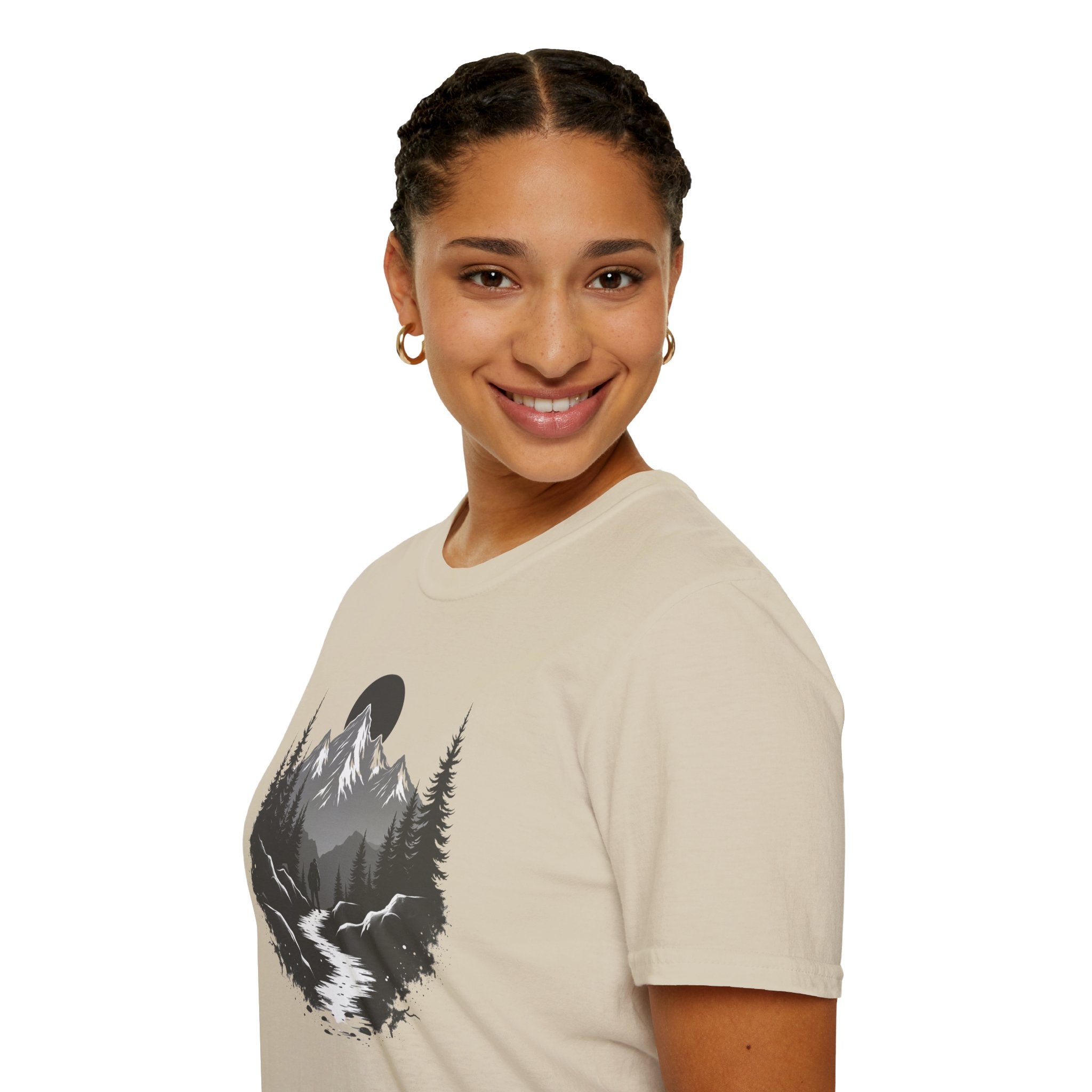 Mountain Landscape T-Shirt | Forest River Night Scene