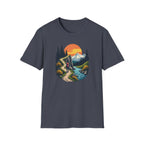 Hiker on Mountain Trail T-Shirt | Sunset Peak Nature Scene