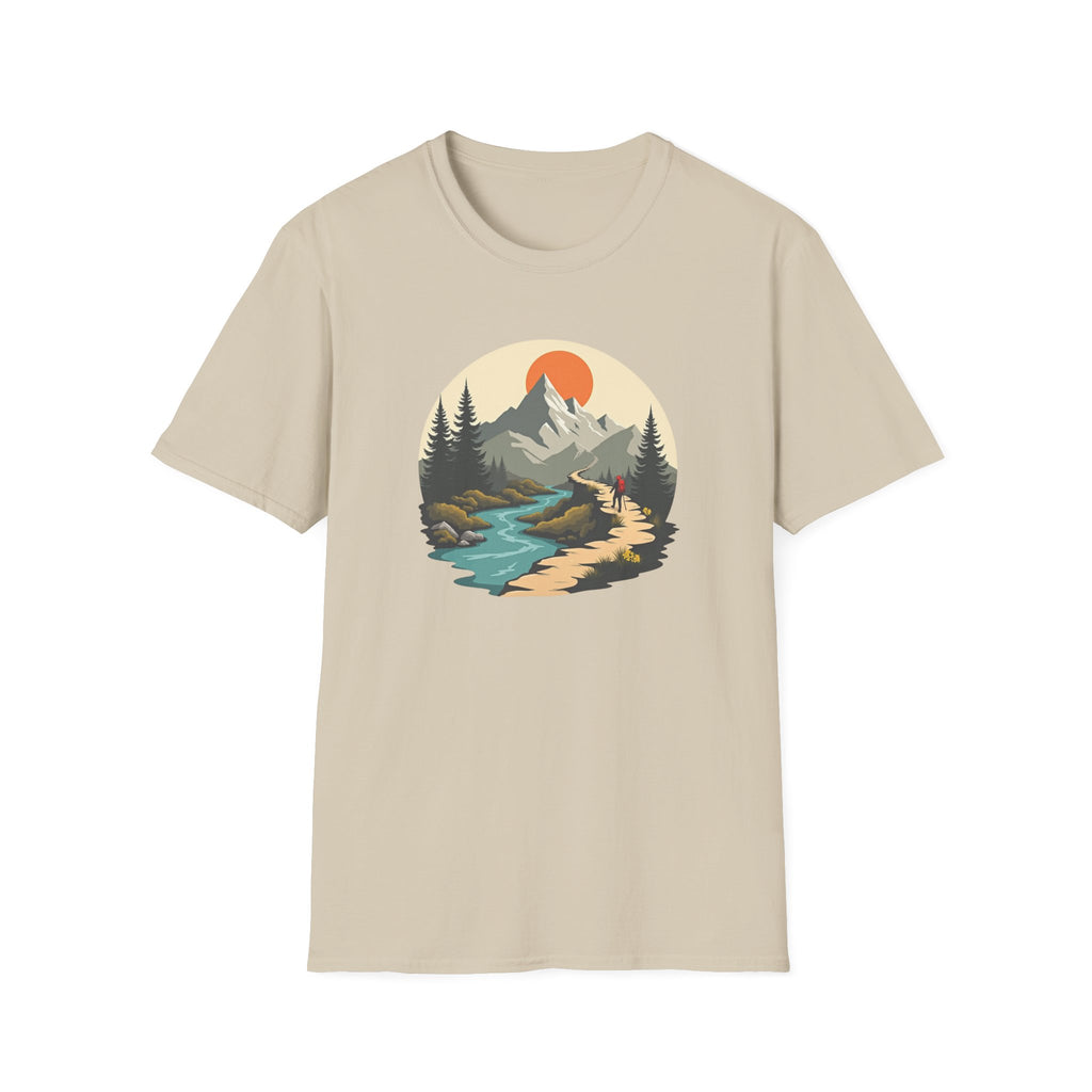 Mountain River Scene T-Shirt | Hiking Nature Graphic