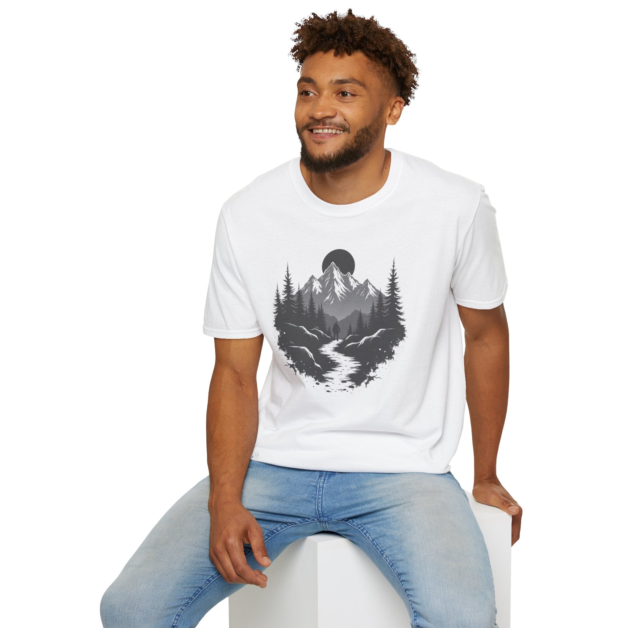 Mountain Landscape T-Shirt | Forest River Night Scene