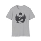 Mountain River Silhouette T-Shirt Monochrome | Forest Hiking Nature Tee