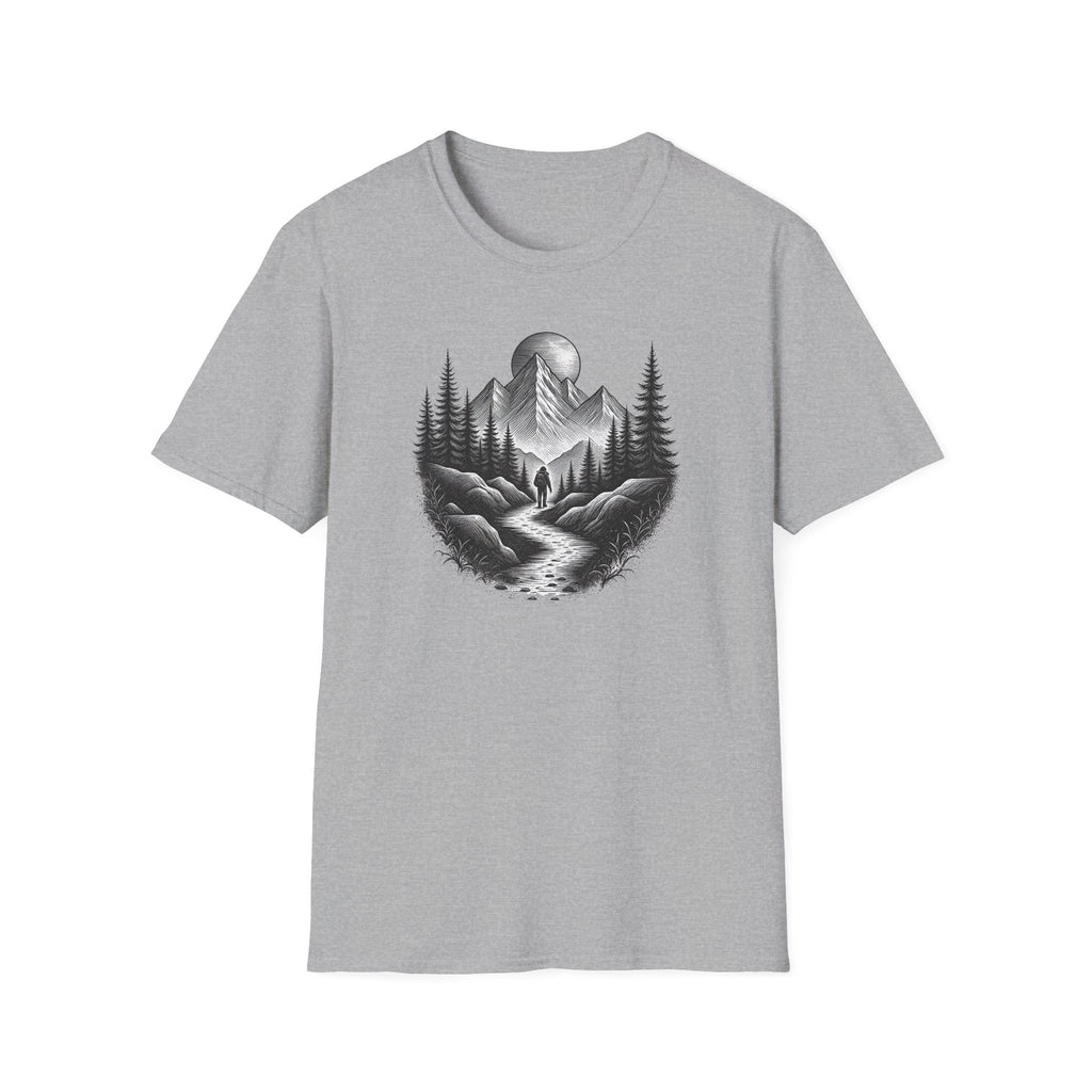 Mountain Moon Hiker T-Shirt | Forest Trail Graphic