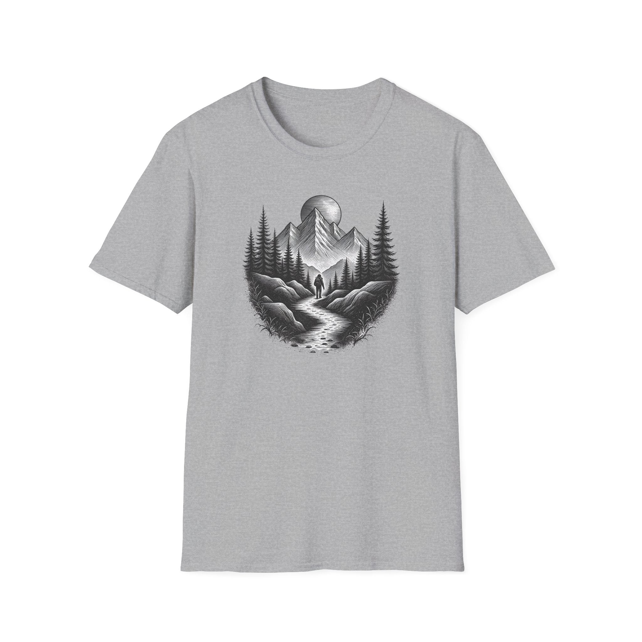 Mountain Moon Hiker T-Shirt | Forest Trail Graphic
