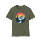 Mountain Sunset Hiker T-Shirt | Retro Nature Landscape