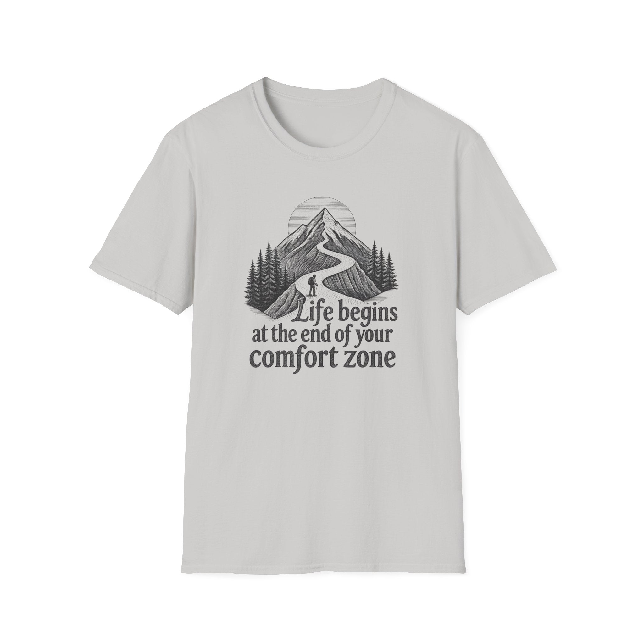 Life Begins at the End of Your Comfort Zone T-Shirt | Mountain Road Design