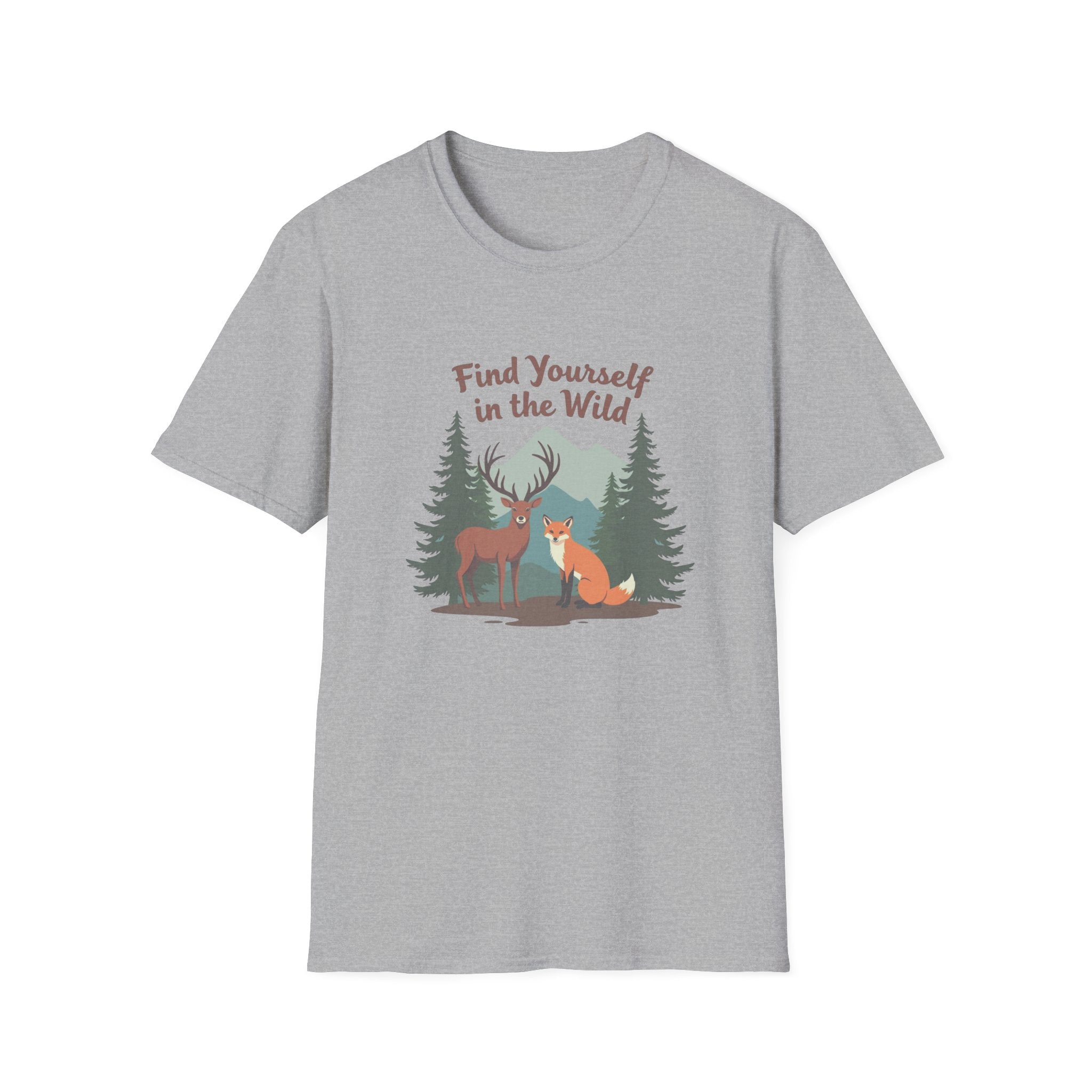 Find Yourself in the Wild | Deer and Fox Forest Adventure T-Shirt