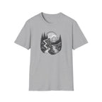 Mountain Road Etched Illustration T-Shirt | Scenic Forest Landscape
