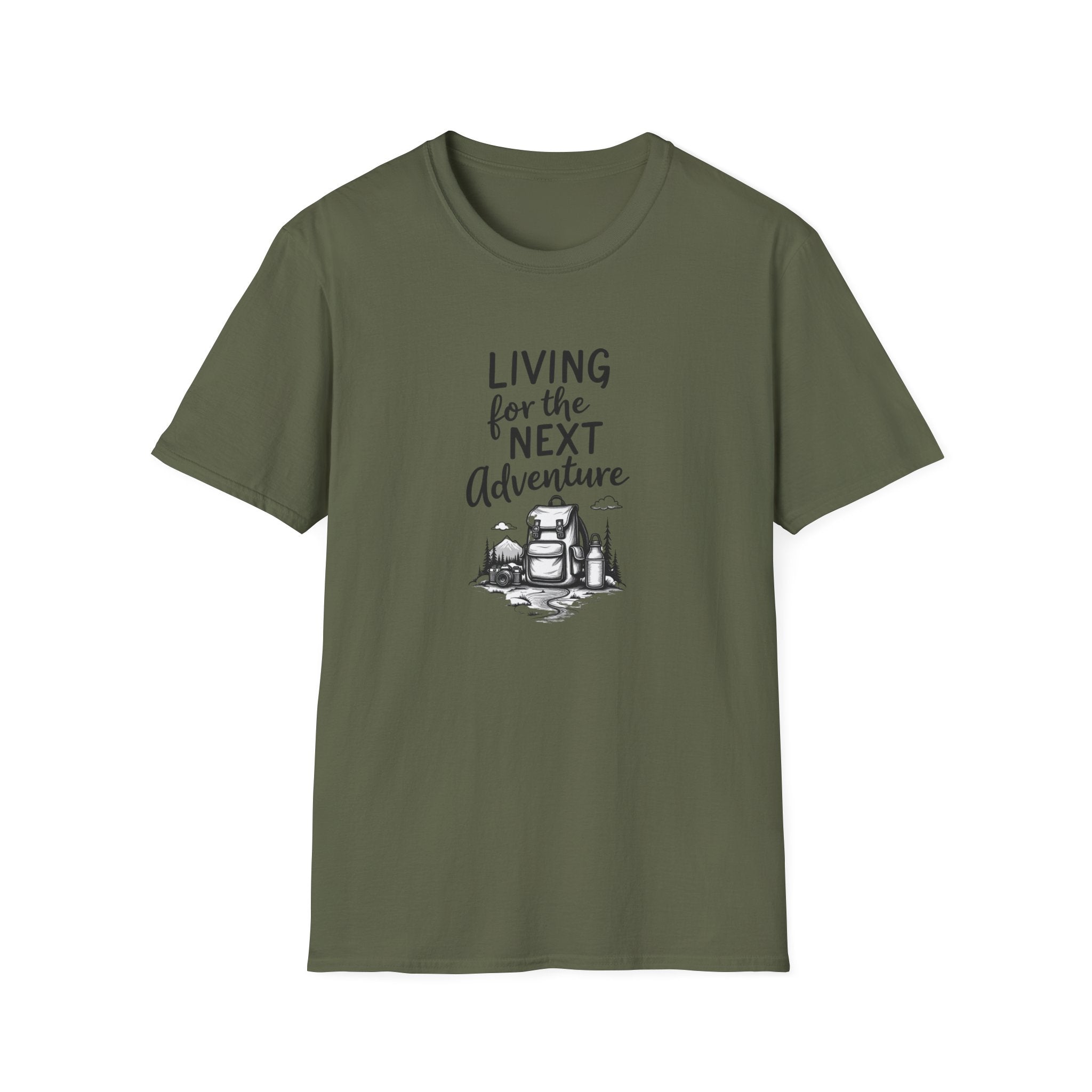 Living for the Next Adventure T-Shirt | Backpack Camping Illustration